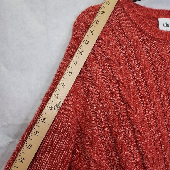 cAbi Sweater Women's Small Playoff Pullover Cable Knit Crew Neck Tunic Orange - Picture 15 of 16